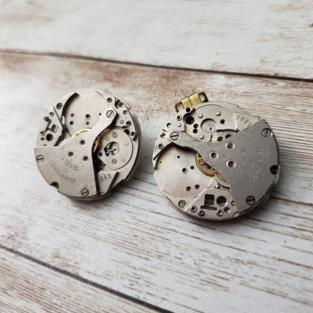 Vintage Clip On Earrings Industrial Style / Steampunk Style Cogs